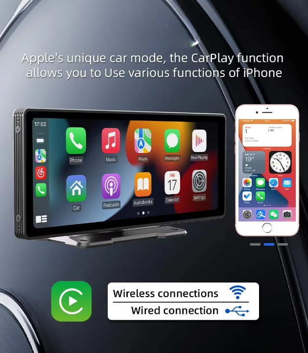 Frontal perspective of vehicle tech 10.26-inch car stereo, ready for wireless Android Auto.