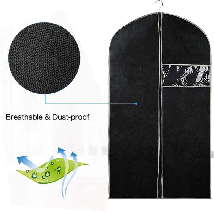 Foldable garment bags (10-pack) for clothing storage, dust protection, and travel convenience.