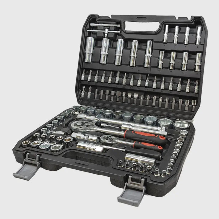 Unisex 108-piece Chrome Vanadium Socket Set, perfect for auto repair, car maintenance & professional mechanics.