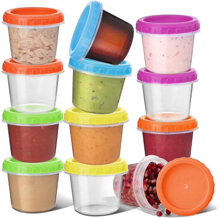 BPA-free reusable food storage containers, 12-pack with secure lids. Microwave, freezer & dishwasher safe for convenience.
