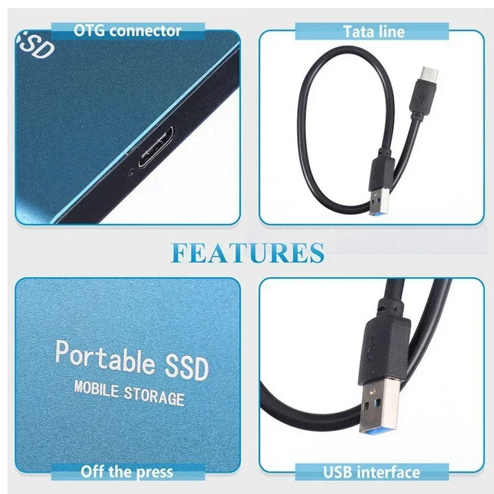 128TB external SSD next to a laptop, highlighting its use as computer storage and backup