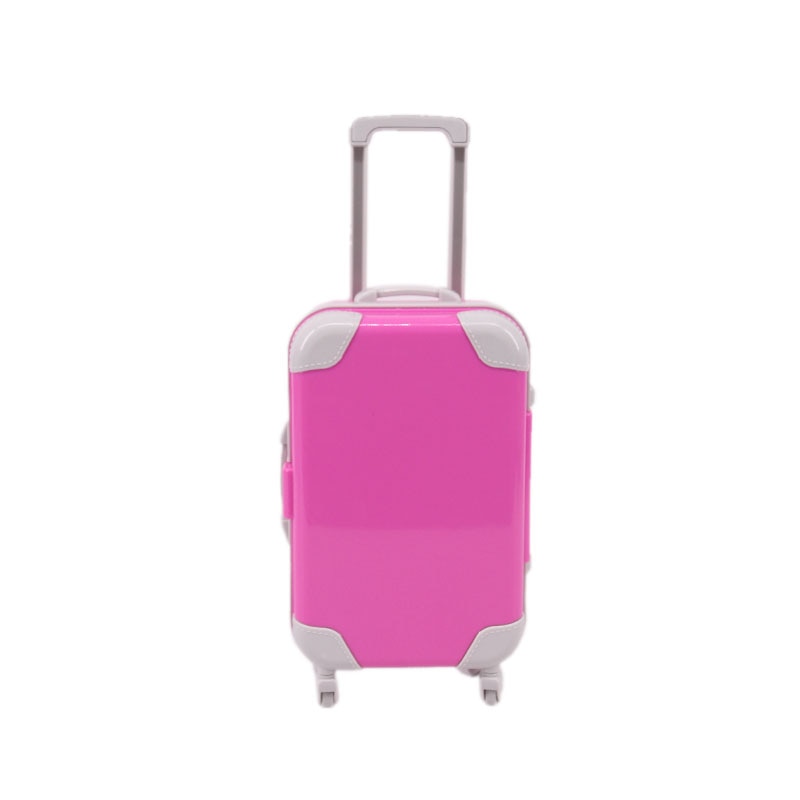 18-inch doll suitcase with rolling wheels & extendable handle for realistic doll travel play.
