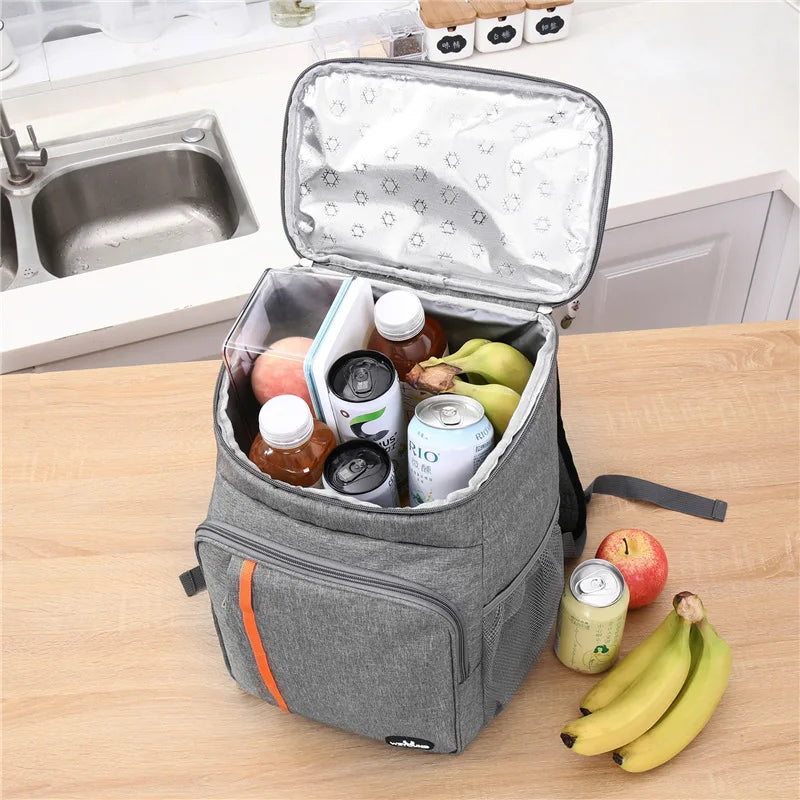 Portable 18L thermal bag for outdoor use, durable and spacious, featuring carry handles and shoulder strap