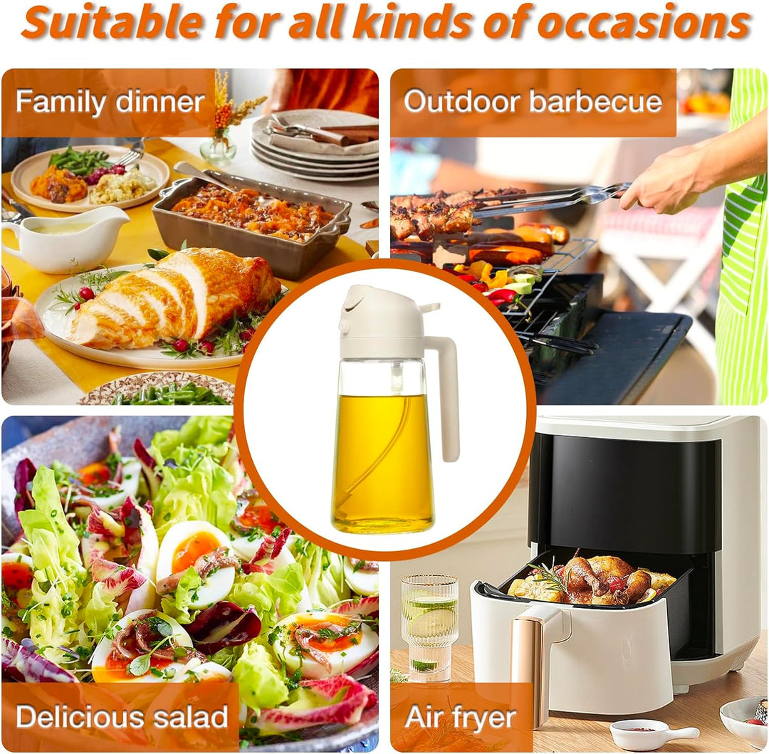 Compact 2-in-1 olive oil dispenser, essential for precise oil application in the kitchen