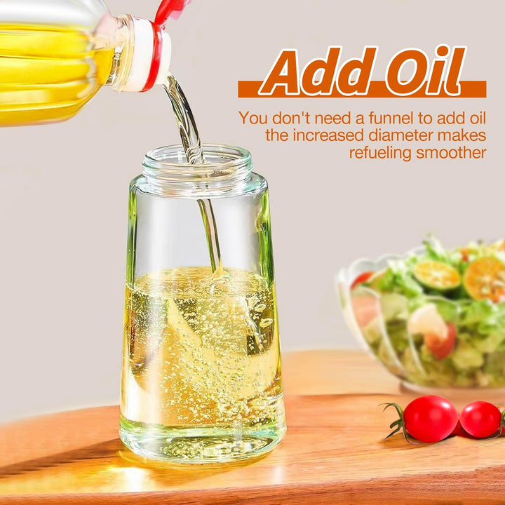 Ergonomic 2-in-1 olive oil dispenser, easy to use for healthy and even oil distribution