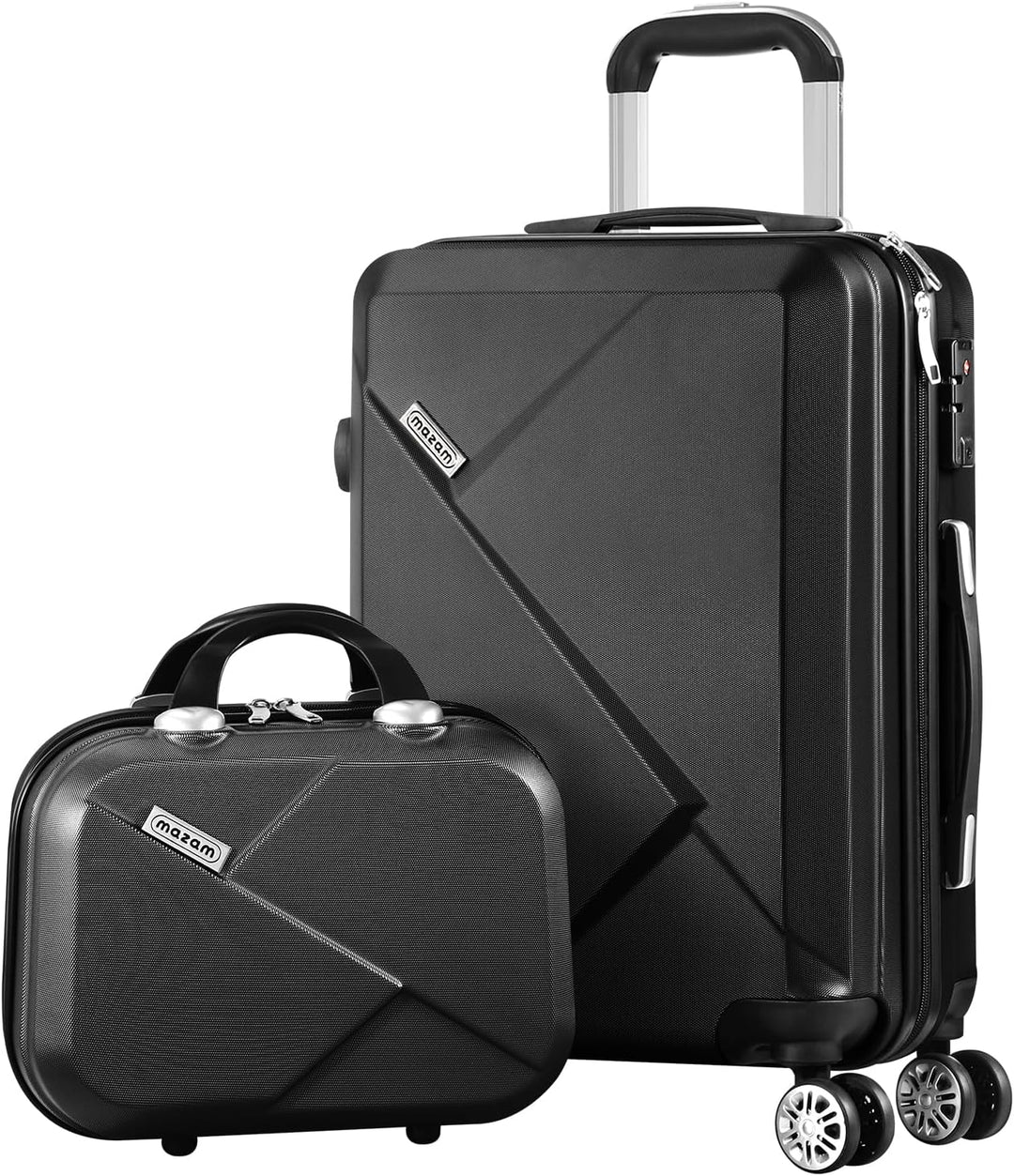 Perfect 2-piece luggage set for weekend travel or business trips. Features ABS hard shell, TSA lock, spinner wheels.