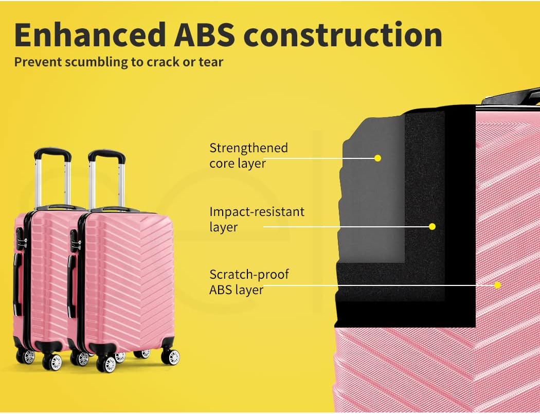 Durable hard shell 20" carry-on luggage, unisex, with 360° spinner wheels for effortless movement. Ideal for travel.