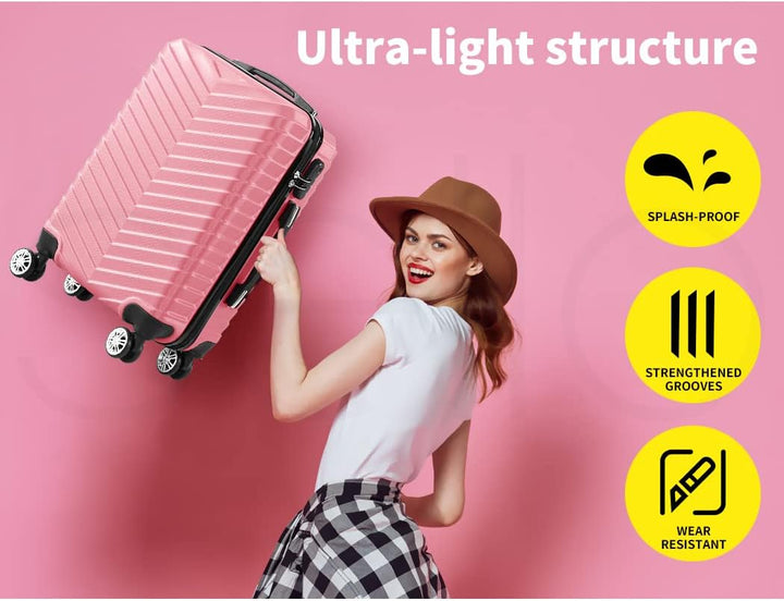 Secured 20" unisex hard shell carry-on luggage with integrated lock & quiet spinner wheels for peace of mind travel.