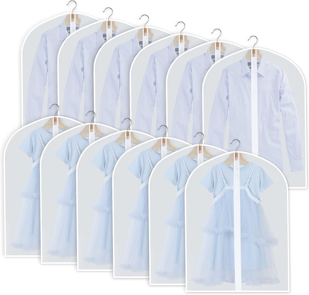 Ultimate clothing care: 24-pack breathable PEVA garment covers for dust & wrinkle-free.