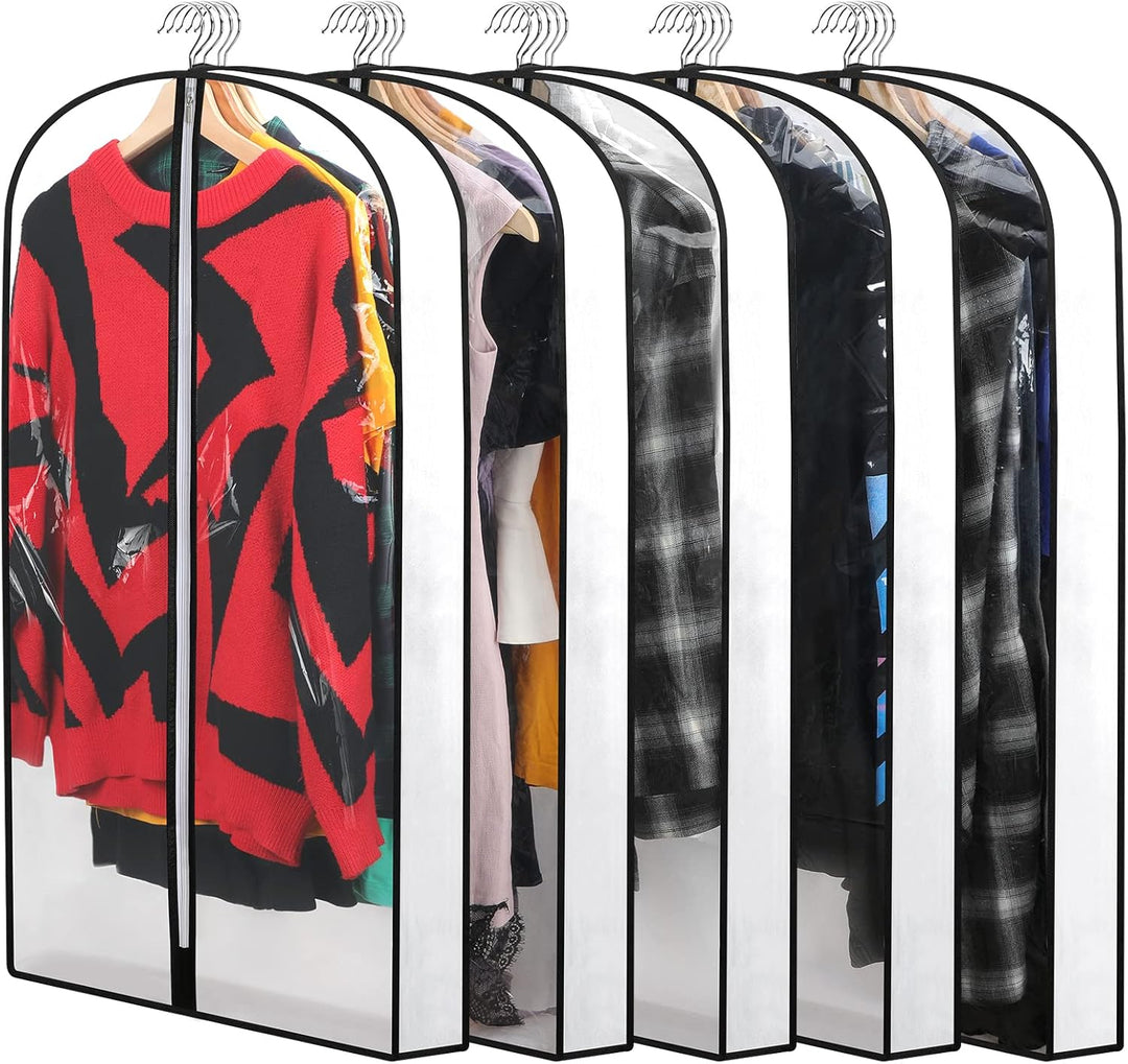 Protective clothing bags, 24-pack, 3 sizes, breathable fabric for closet storage.