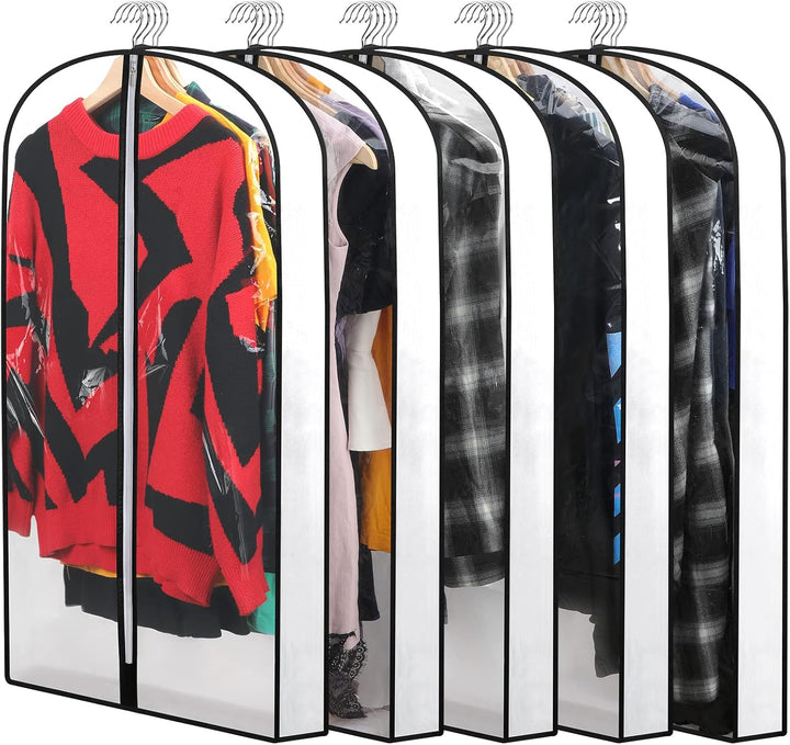 Protective clothing bags, 24-pack, 3 sizes, breathable fabric for closet storage.