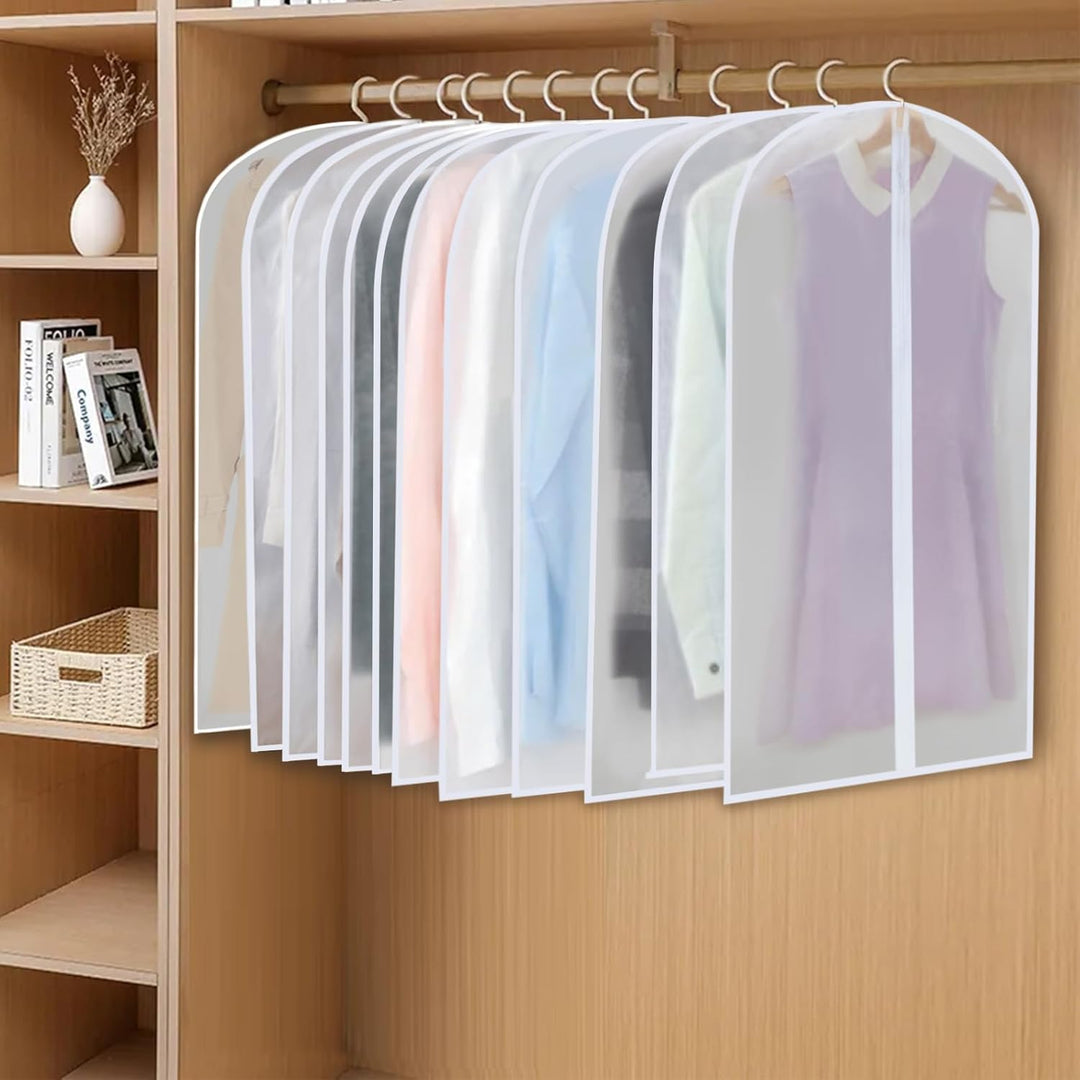 Complete clothing storage set: 24 clear hanging garment bags for home organization