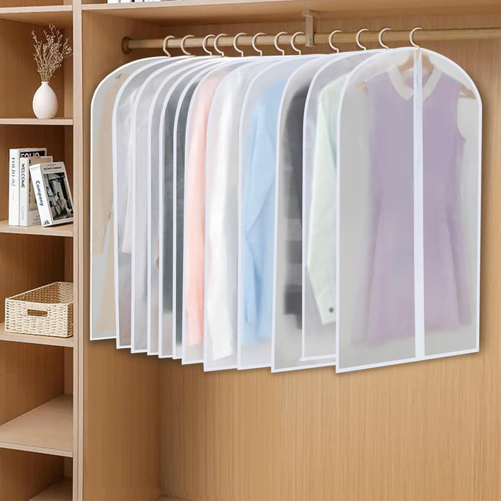 Complete clothing storage set: 24 clear hanging garment bags for home organization