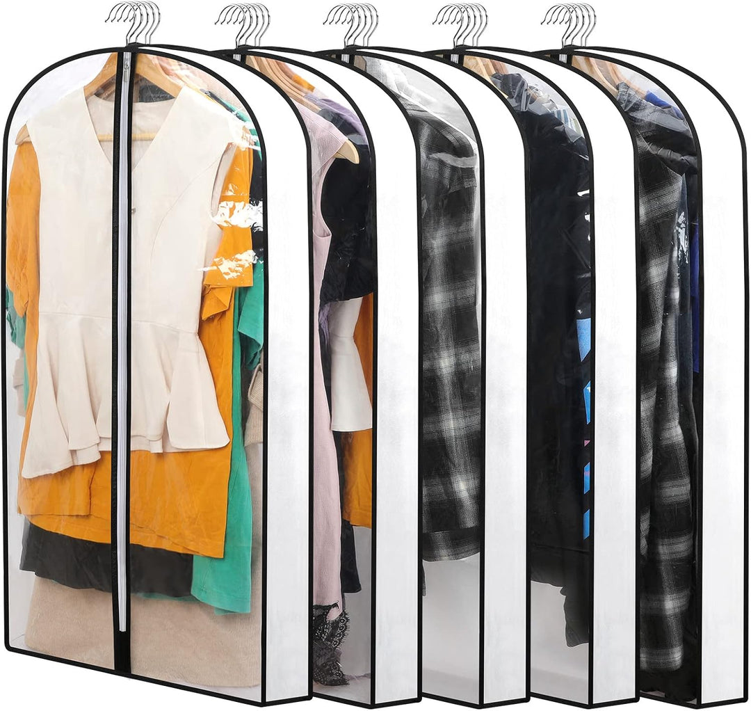 Set of 24 hanging garment covers with full-length zipper for easy clothes access