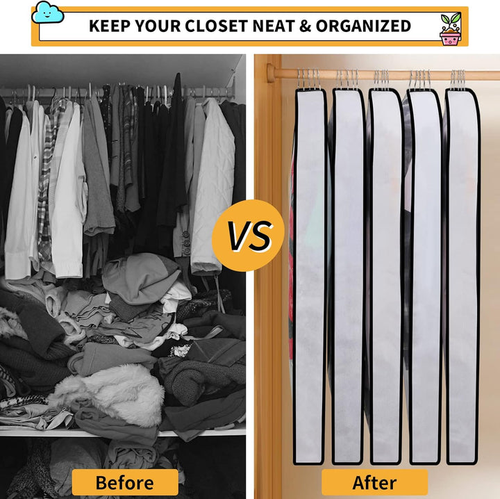 Unisex clothing storage solution: 24 clear hanging garment covers for wardrobes