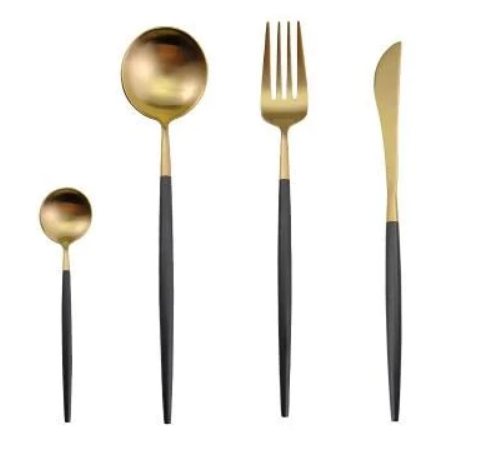 Radiant 24-piece gold cutlery set, adding luxury to your table.