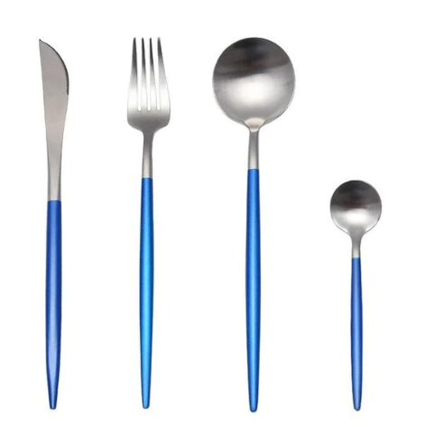 Modern 24-piece stainless steel dinnerware for stylish homes.