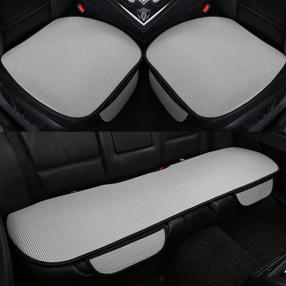 Breathable ice silk car seat covers, 3-piece anti-slip design with built-in massage for ultimate comfort & cooling.