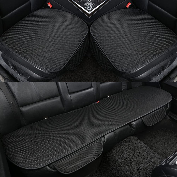 3-piece car seat covers for comfort: anti-slip grip, breathable ice silk, and a relaxing massage for vehicle interior.