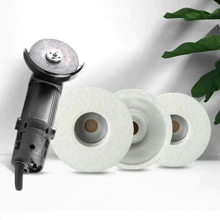 3-piece wool polishing disc set for automotive detailing & car care. Perfect for scratch removal.