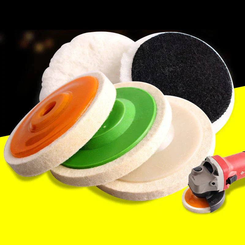 Premium wool polishing pads for car, metal & furniture buffing. 3-pack for versatile cleaning.