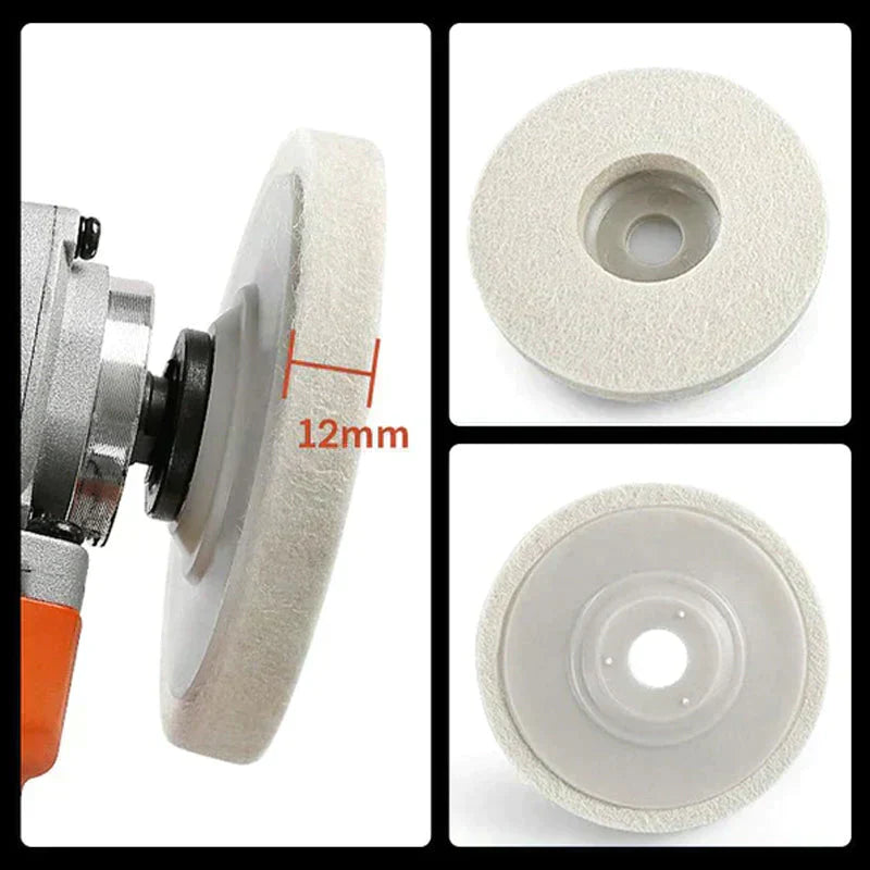 Durable 3-pack wool polishing discs for auto paint correction, metal buffing & home surface restoration.