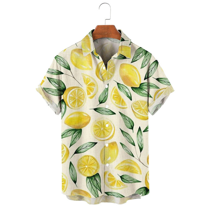 Men's Vibrant Lemon Print Summer Shirt - Relaxed Fit & Stylish