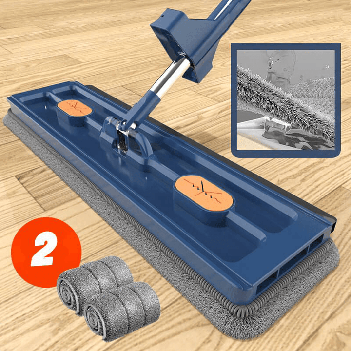 Cleaning floors with a 360° Rotating Household Cleaning Mop. Its adjustable handle reaches tough spots easily.