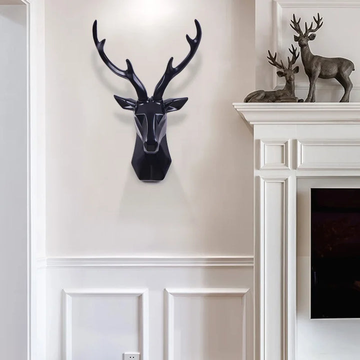 3D deer head sculpture, a majestic wall decor piece for home, enhancing rustic or modern aesthetics.
