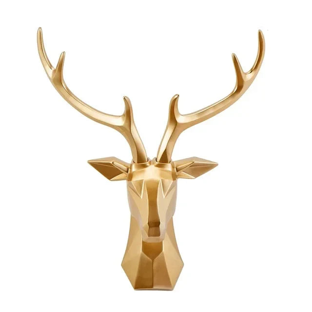 Modern 3D deer head sculpture, elegant wall art for contemporary or rustic-chic interior decor.