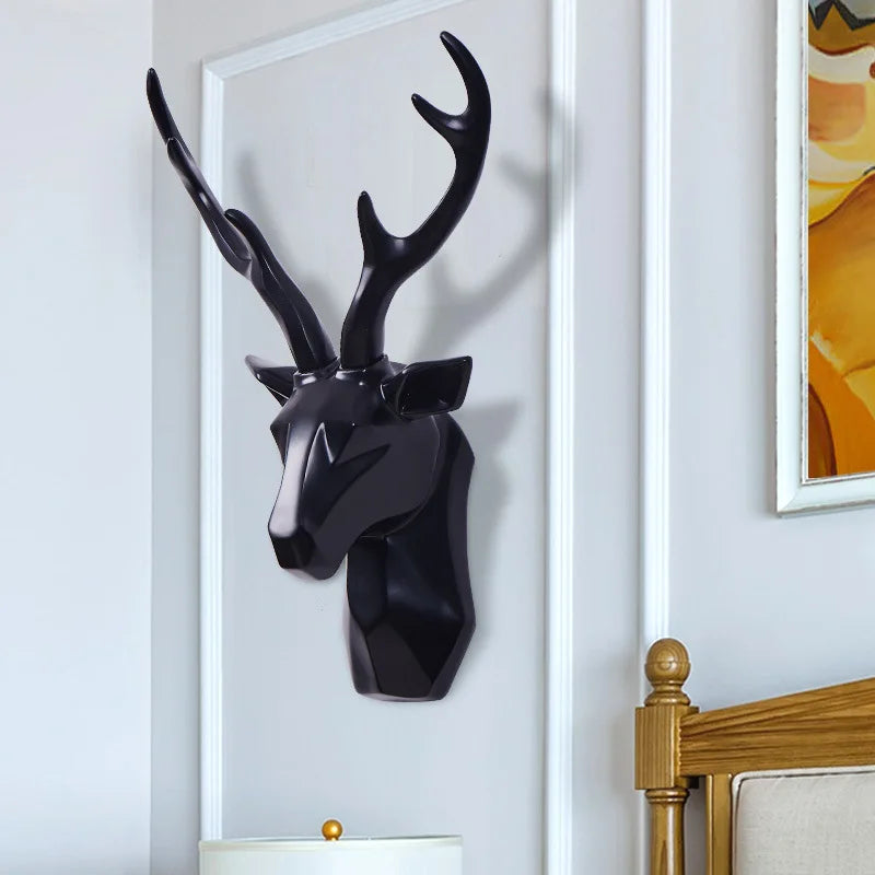 Elegant 3D deer head home accent, a decorative resin wall sculpture bringing nature indoors.