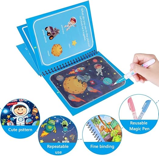 Reusable water painting books for toddlers & preschoolers, a 4-pack AquaColor activity set for educational fun.