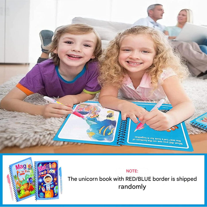 Vibrant AquaColor 4-pack reusable water painting books, perfect educational toy & travel game for kids, mess-free.