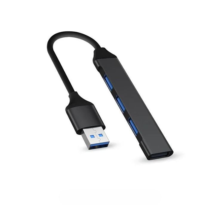 Compact and lightweight 4-Port USB hub, essential laptop accessory for data management