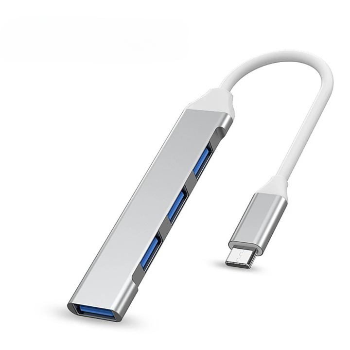 USB-A and Type-C compatible 4-port hub, perfect computer peripheral, data transfer