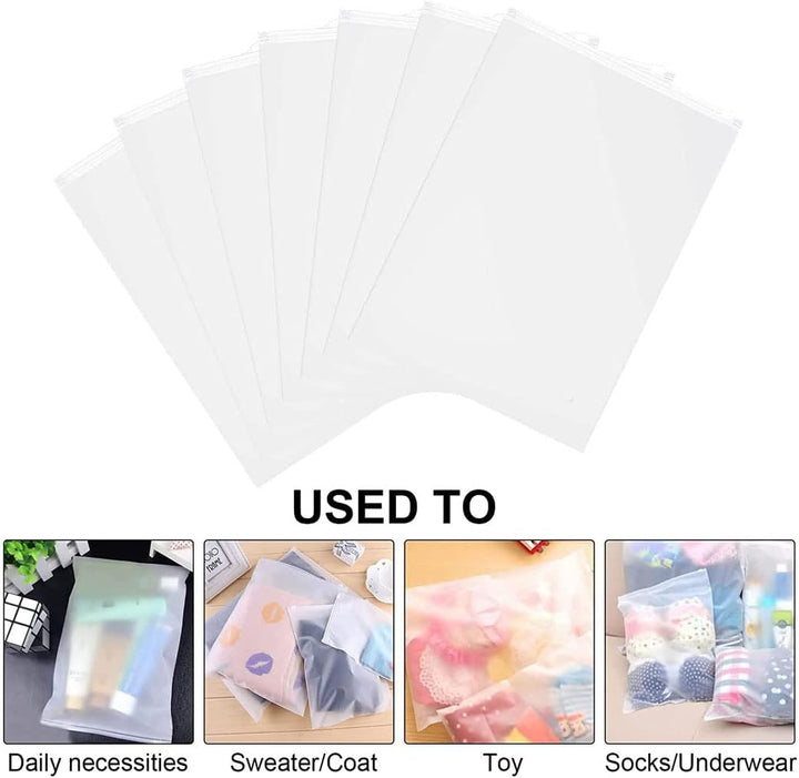 Frosted storage sleeves, 40-pack, with resealable zippers for clothes