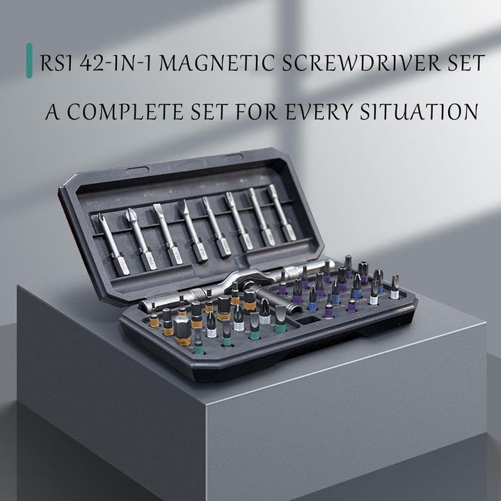 Fixaro magnetic precision screwdriver set opened, showing extensive bit collection