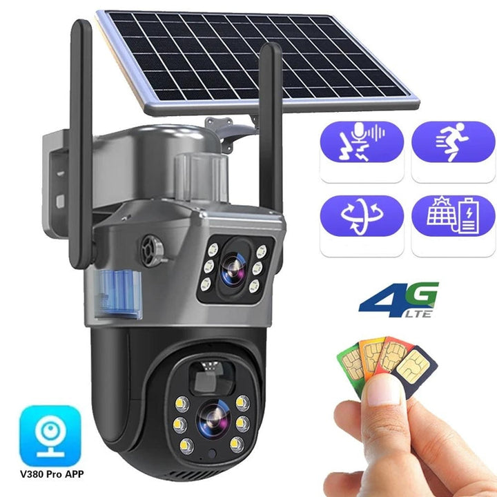 Solar-powered 4K wireless outdoor security camera. Easy setup for continuous home protection.