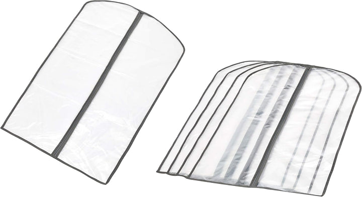 5-pack PEVA garment storage bags with zippers for clothes protection & closet organization