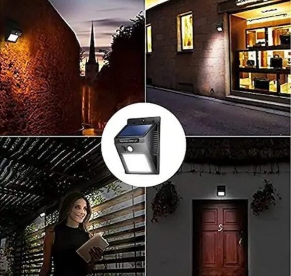Bright 5-pack solar LED security wall lights for outdoor use. Wireless, weatherproof garden & driveway lighting.
