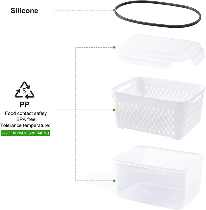 Durable 5-piece large food storage set by FreshKeeper, keeps produce fresh longer