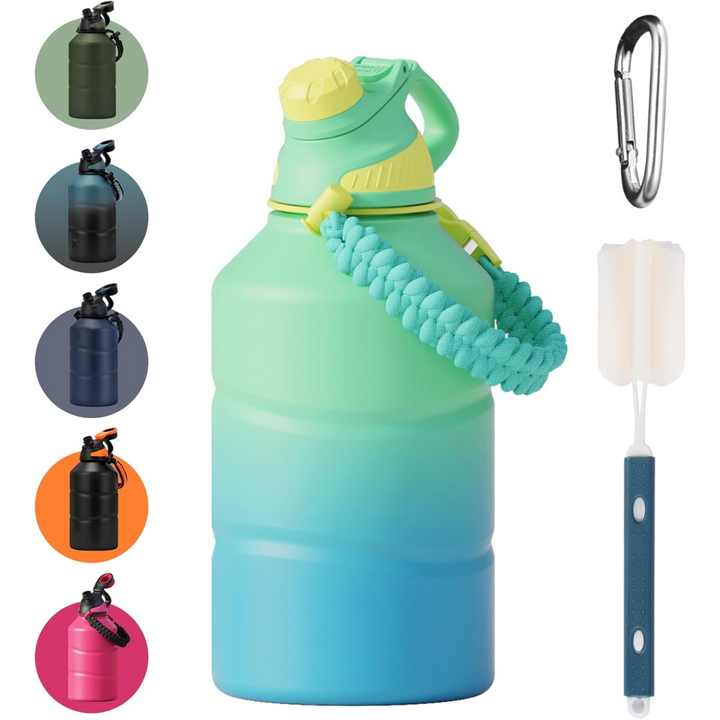 Portable 1.9 L insulated water bottle with magnetic lid, ensuring leak-proof hydration for any adventure.