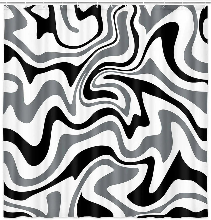 Machine washable Boho-Wave spiral pattern shower curtain, easy care