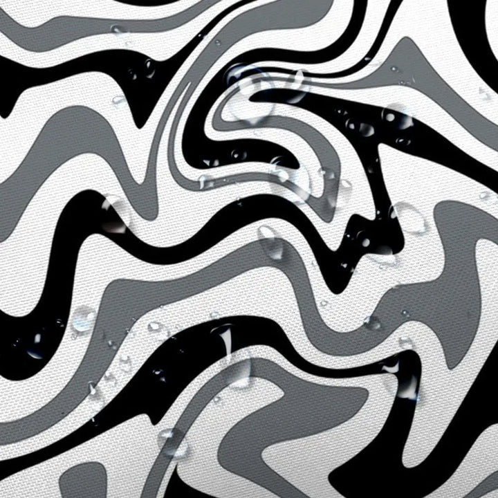 Vintage style shower curtain featuring a groovy 70s spiral pattern