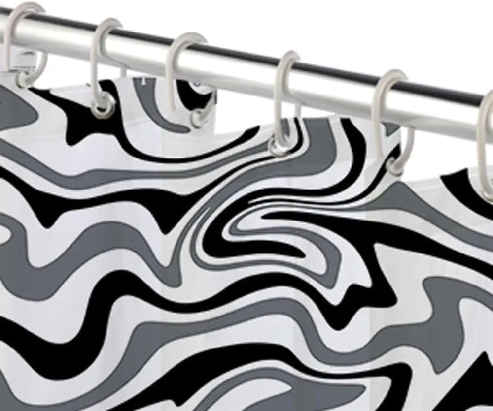 Bathroom decor: 70s Retro Boho-Wave shower curtain, spiral design