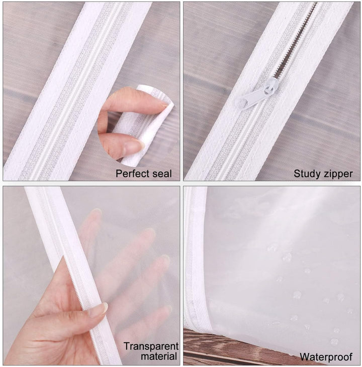 71" extra-long garment bag for wedding dresses, suits, and formal attire, breathable and protective.