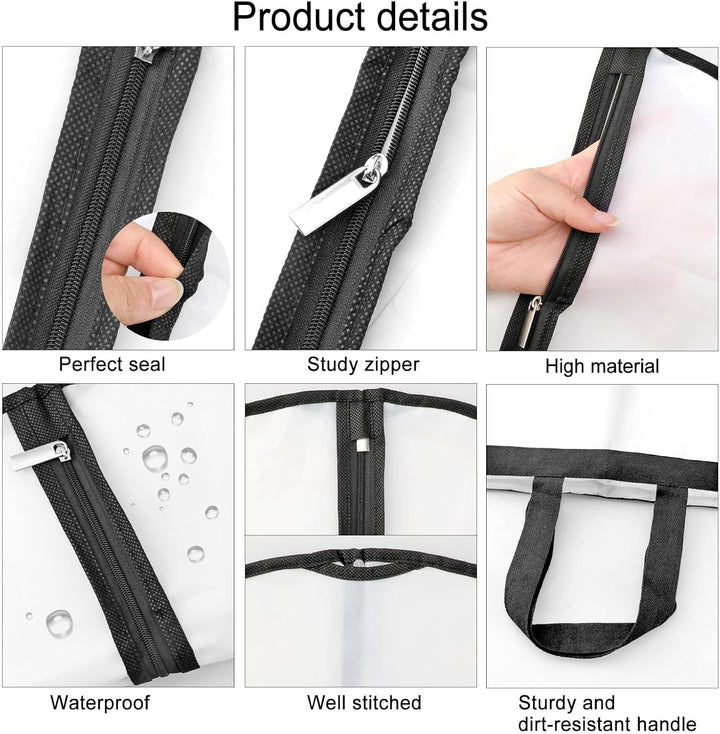 71" garment bag, extra-long, clear PVC for dustproof storage of long dresses and suits.