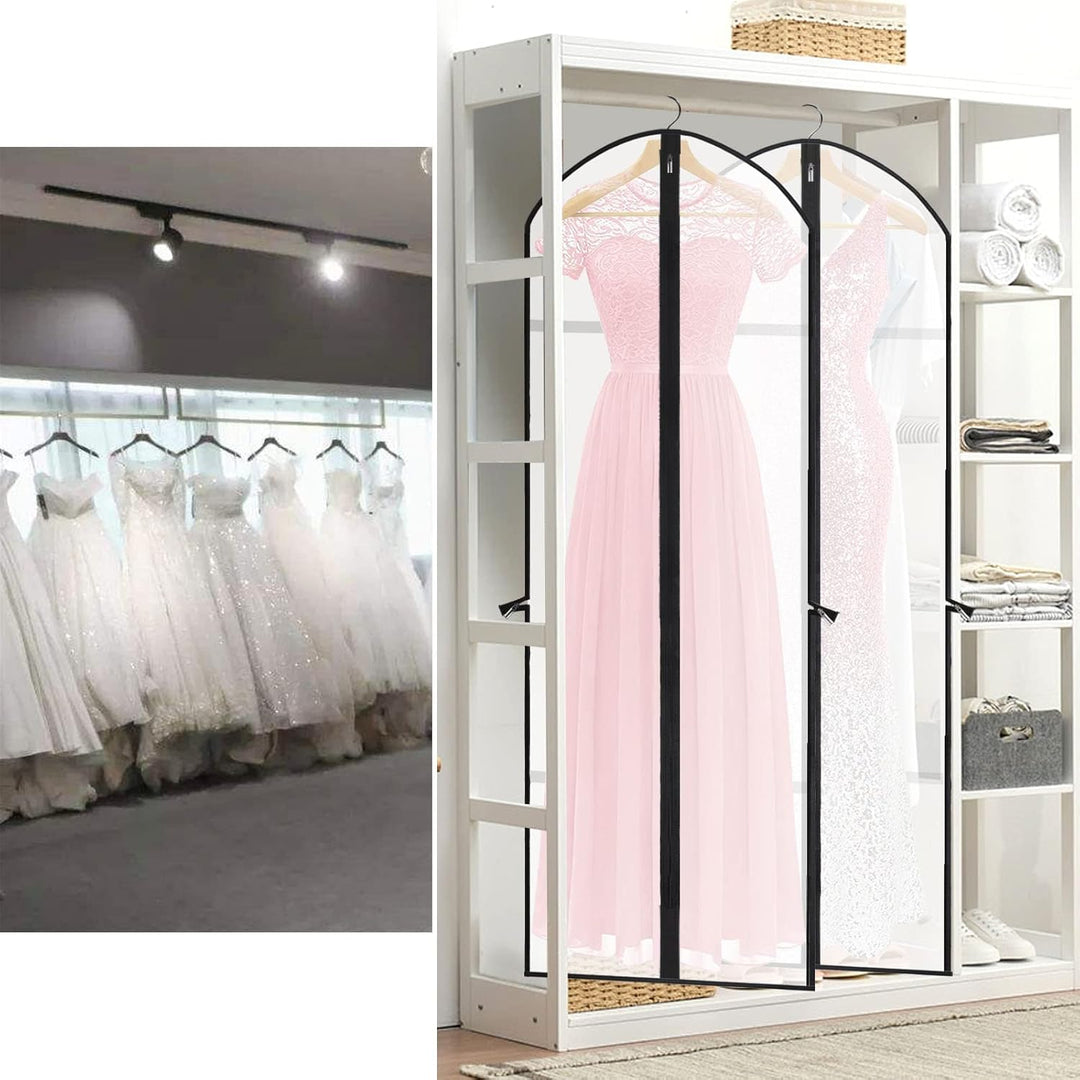 Long garment bag for evening gowns and delicate clothing.