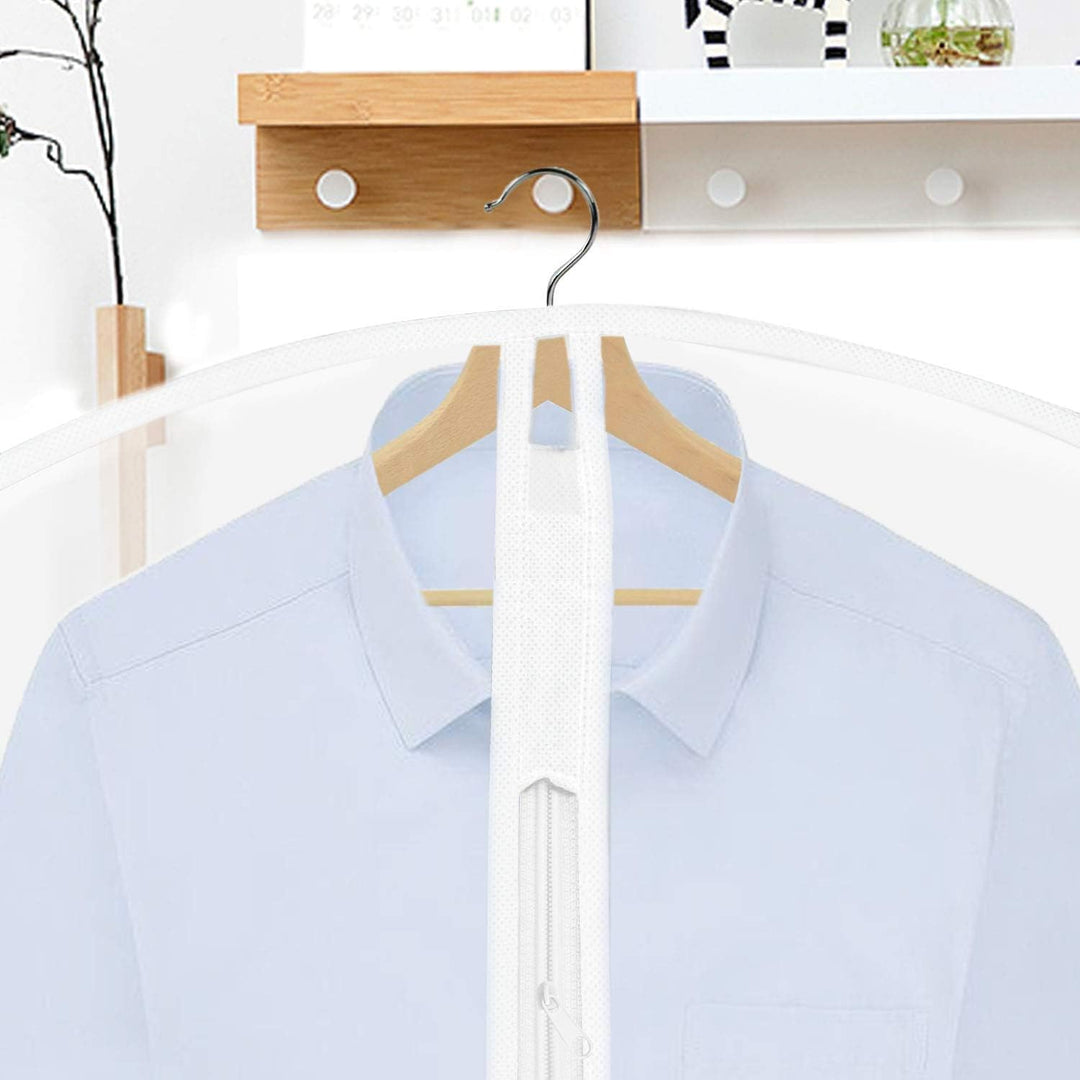 Protective storage garment bag for formal dresses, 71-inch length.