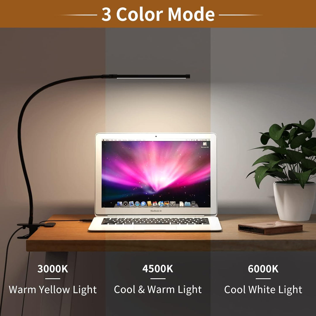 Serava 77 LED desk lamp, USB powered, with a flexible gooseneck clamp, perfect as a reading light